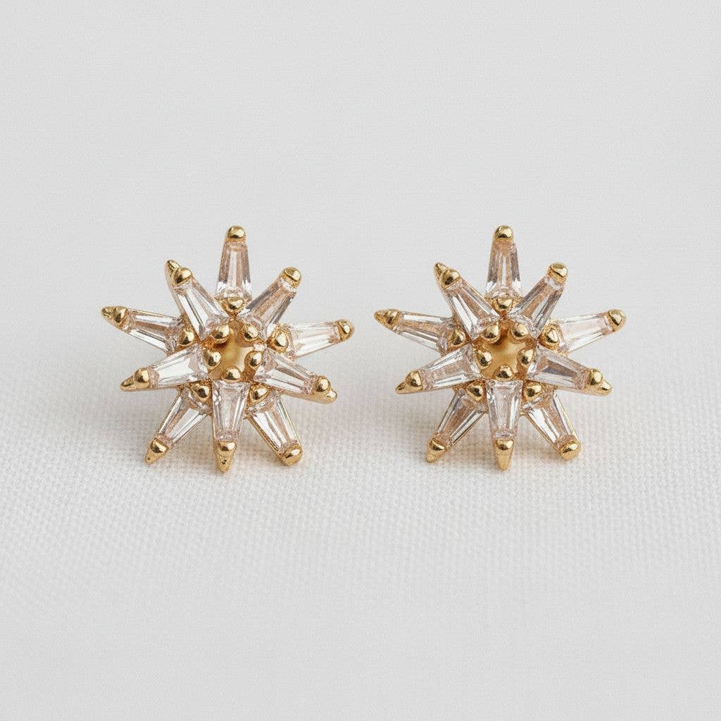 Star-Shaped Drop Earrings with Sparkling Accents