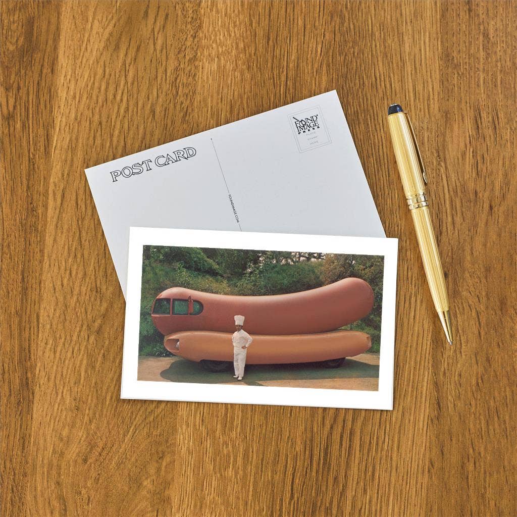 Postcard: Wienermobile and Chef