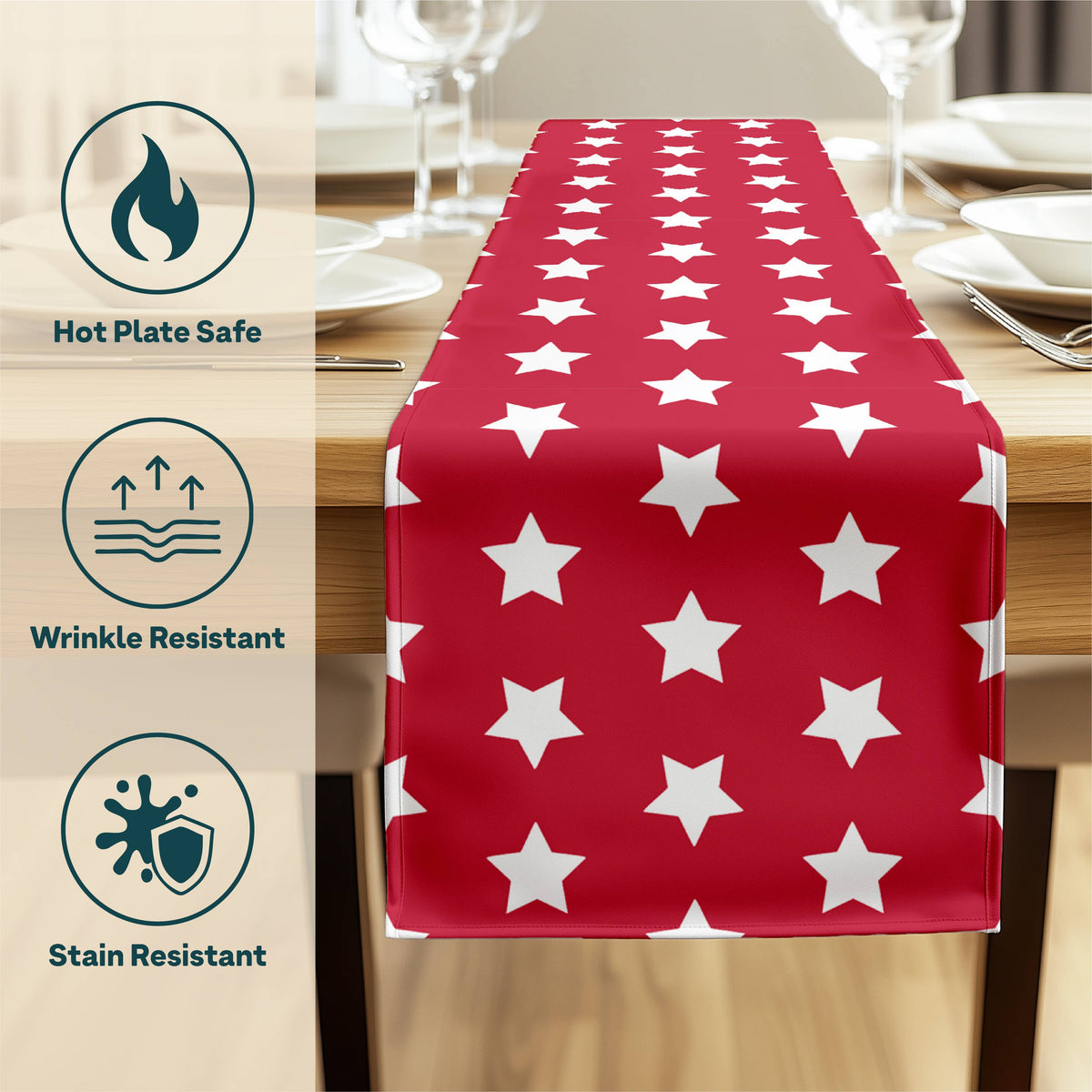 Freedom Stars Red Table Runner