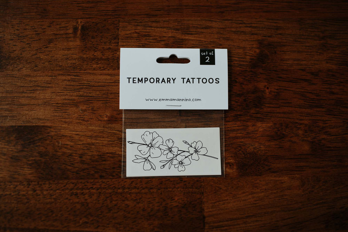 Saint &amp; Company - March Birth Flower - Cherry Blossom Temporary Tattoos