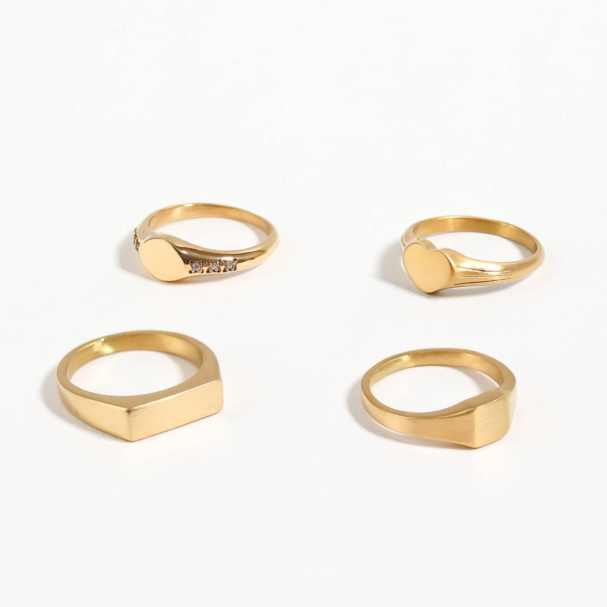 18k Gold PVD Coated Stainless Steel Rectangle Signet Ring