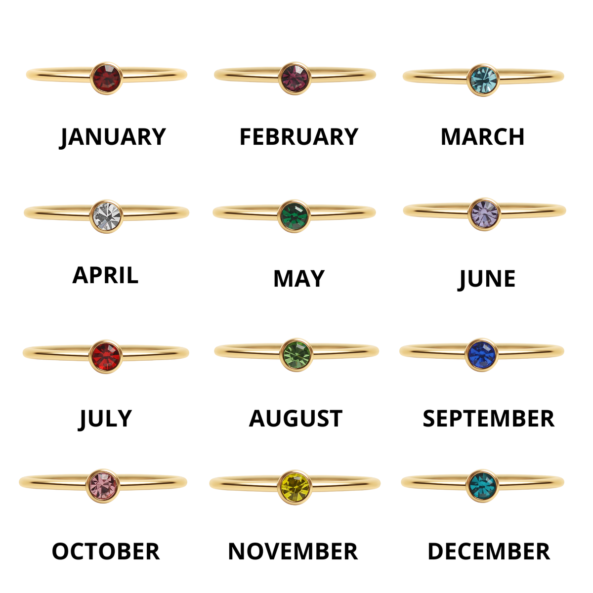 18K Gold Birthstone Stacking Ring: Size 7
