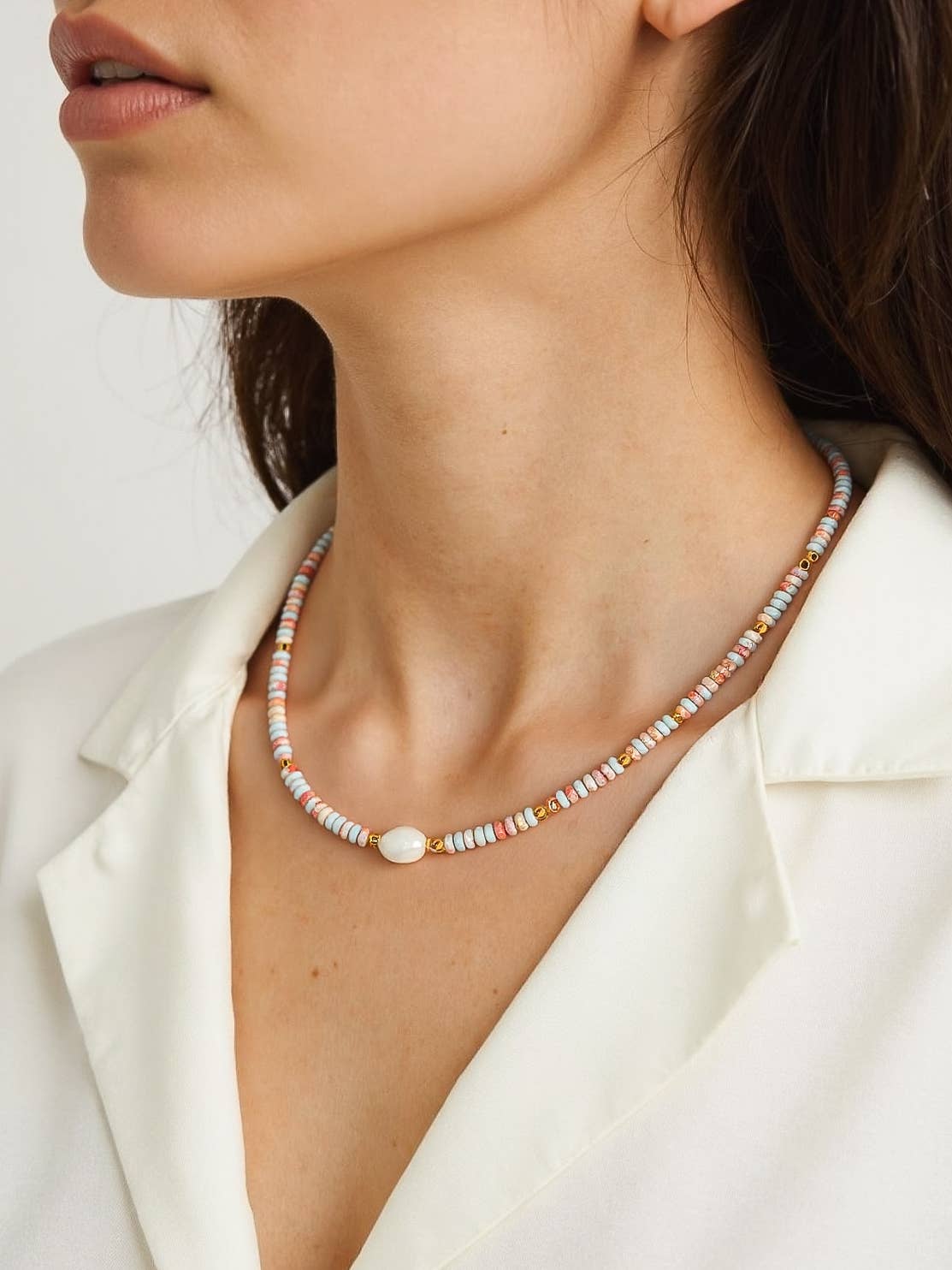 Boho Beaded Pearl Necklace: Multi-Colored