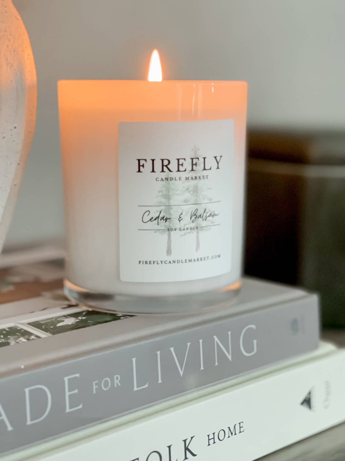 Firefly Candle Market - White Vessel Candle with Watercolor Label: Lava