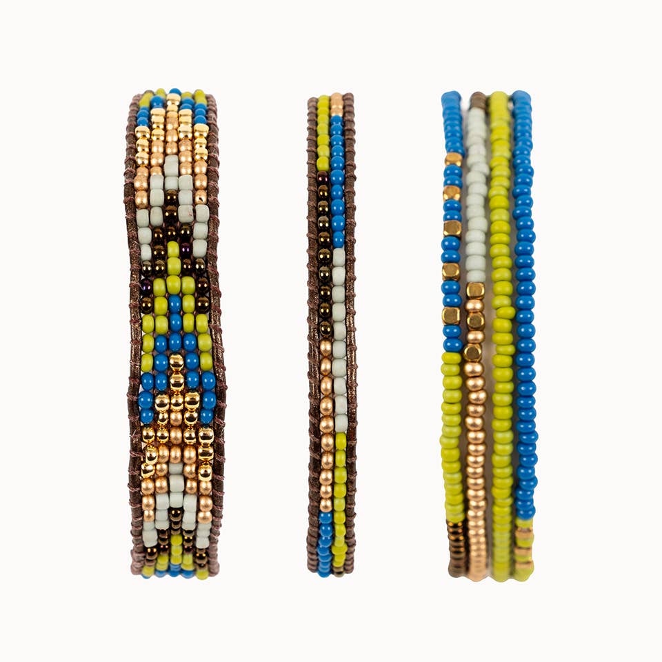 Golden Arrows Bead Bracelet: Deep Pop