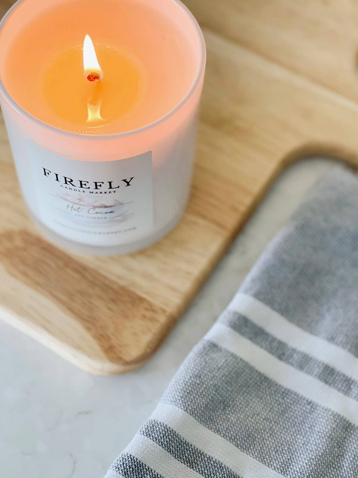 Firefly Candle Market - White Vessel Candle with Watercolor Label: Lava