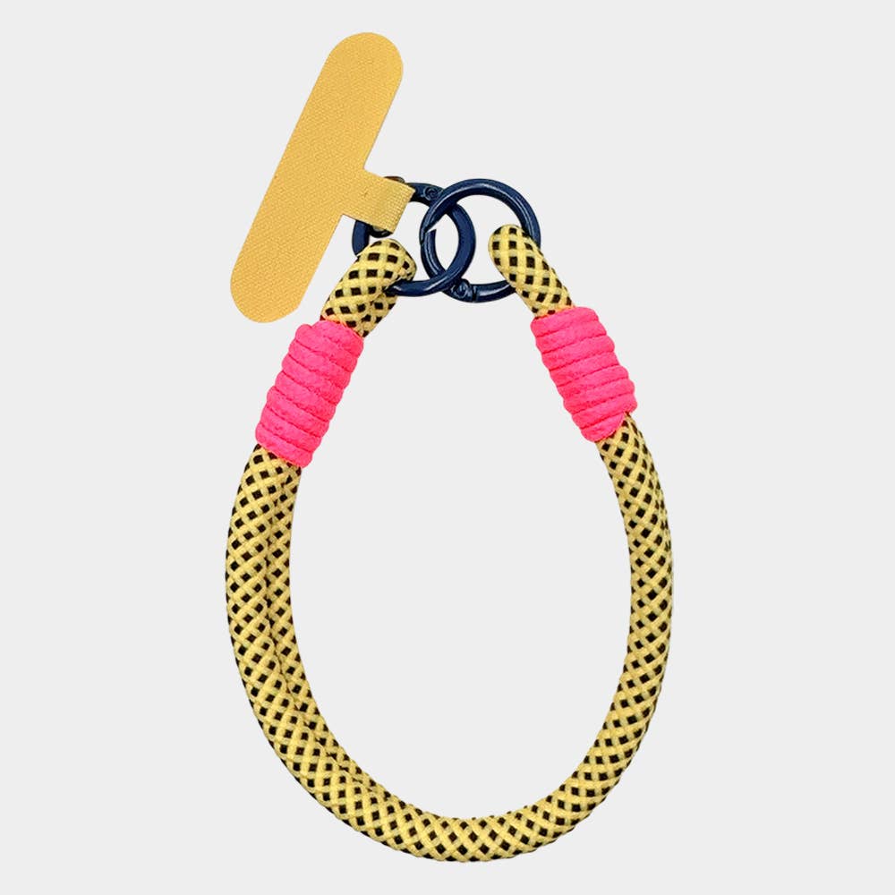 Candy Color Double Loop Phone Wrist Strap / Keychain: Yellow