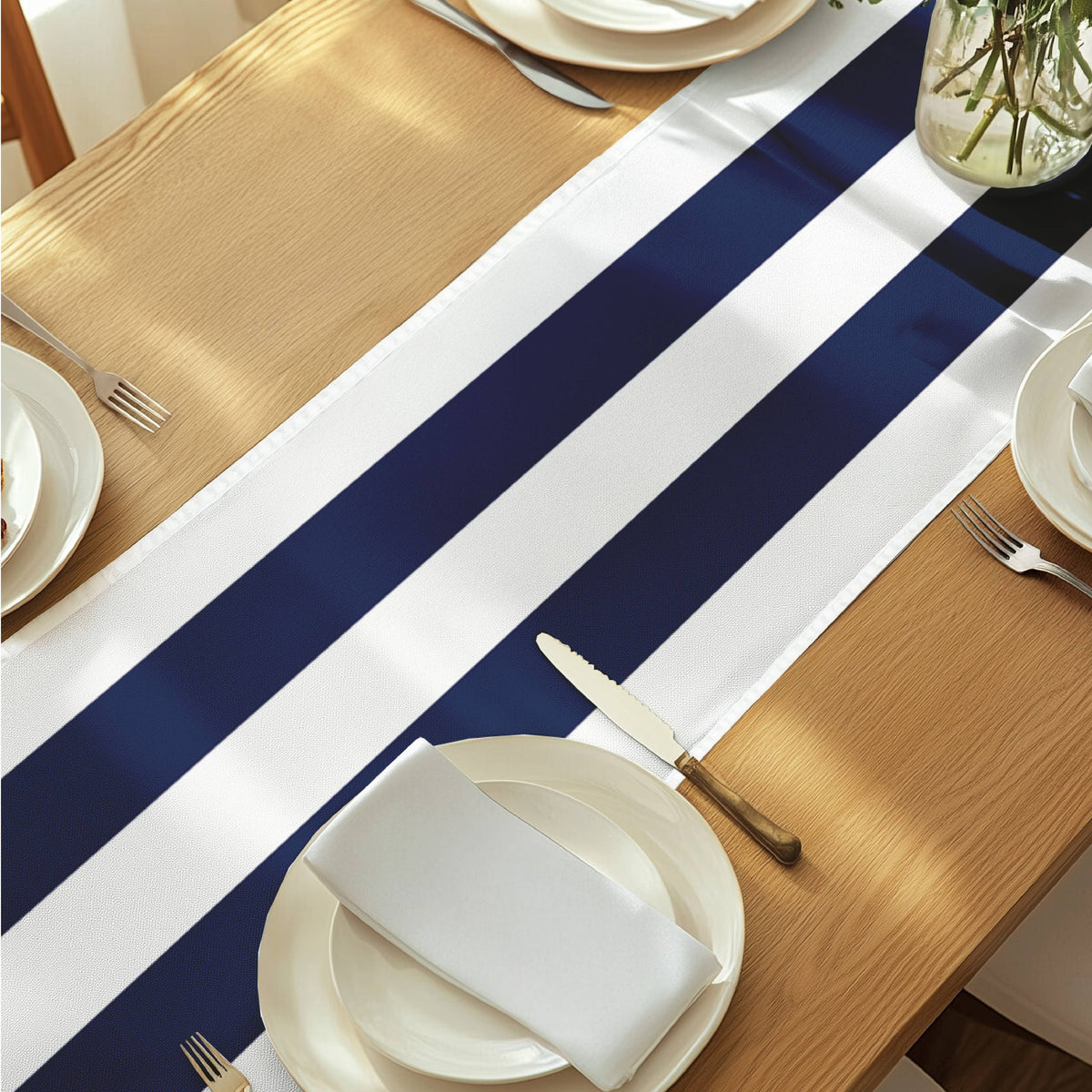 Navy & White Cabana Stripe Table Runner