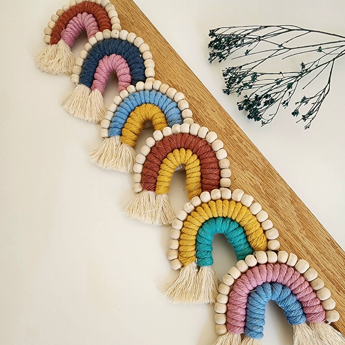 Macramé Rainbow Fridge Magnets/Essential Oil Diffuser Bead