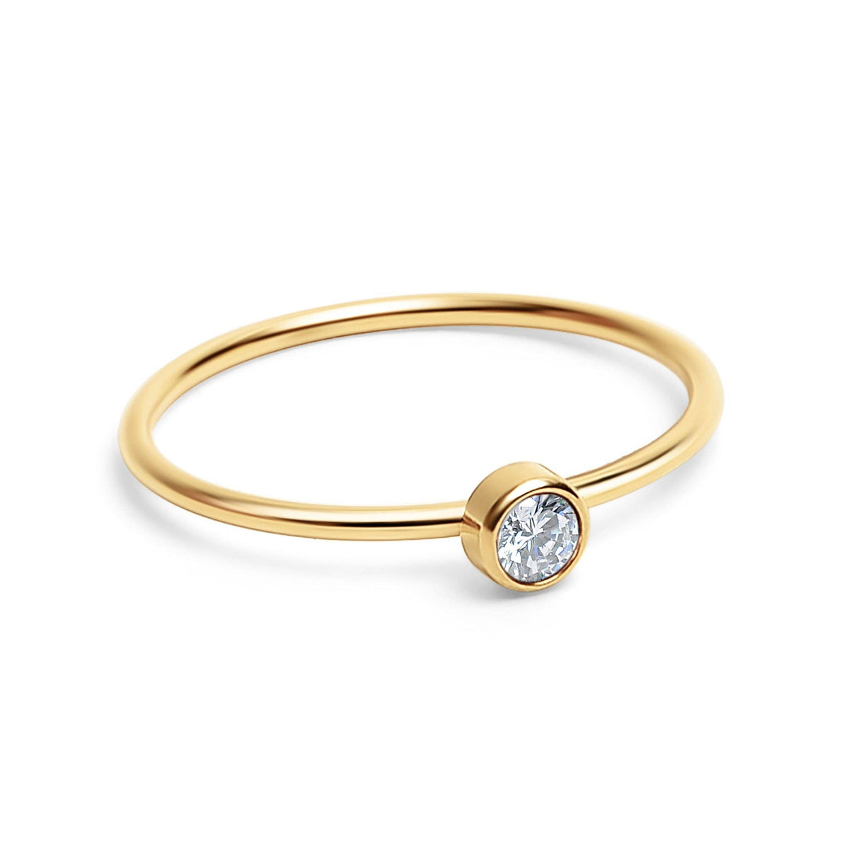18K Gold Birthstone Stacking Ring: Size 7