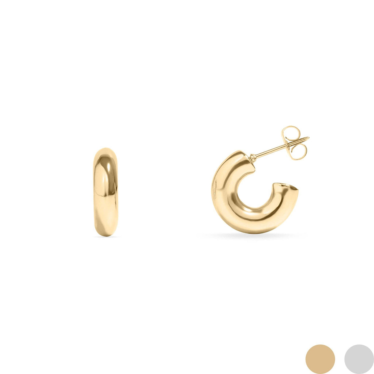 18K Gold PVD Stainless Steel Chunky Gold Huggie Earrings: Gold