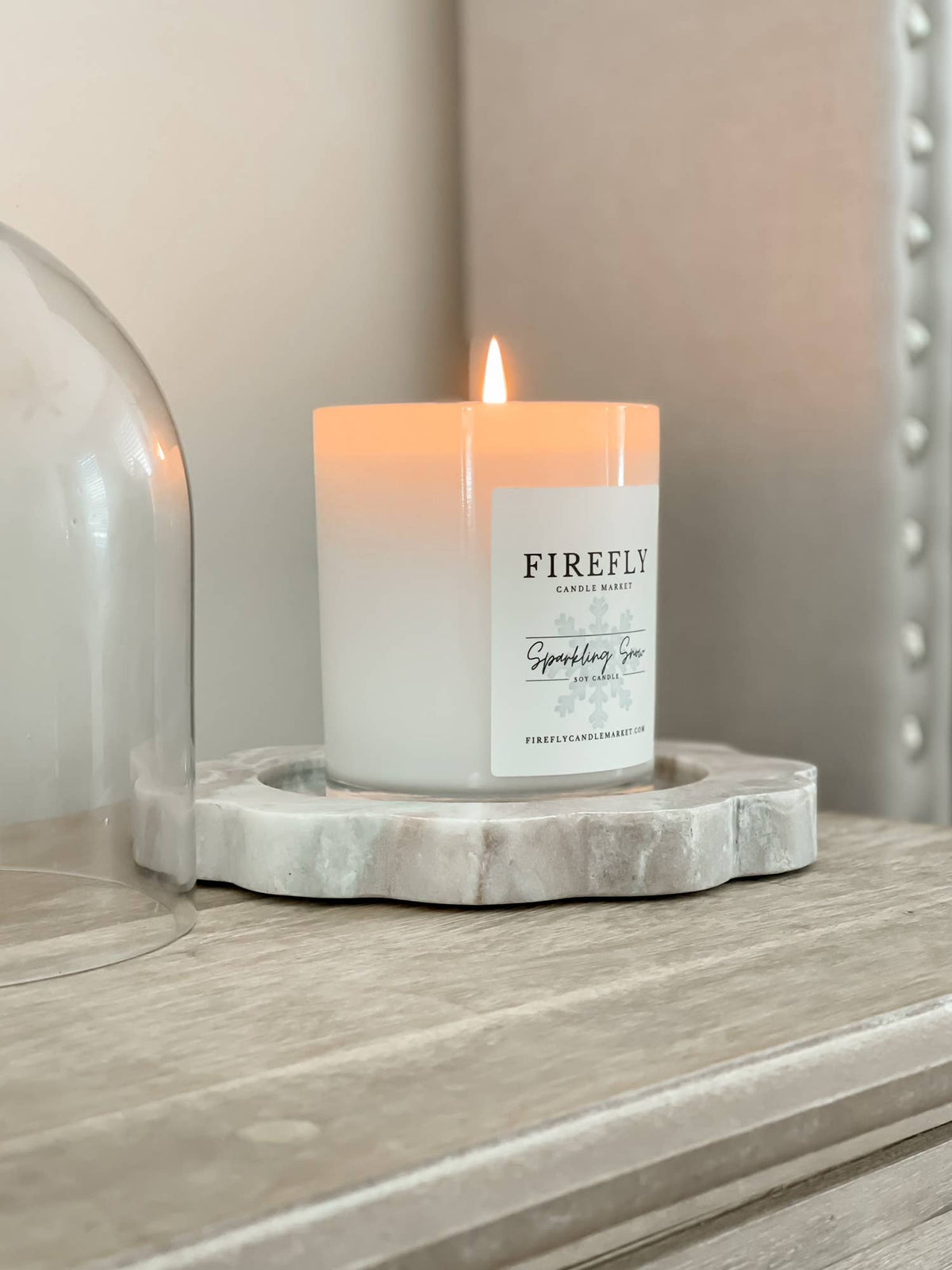 Firefly Candle Market - White Vessel Candle with Watercolor Label: Lava