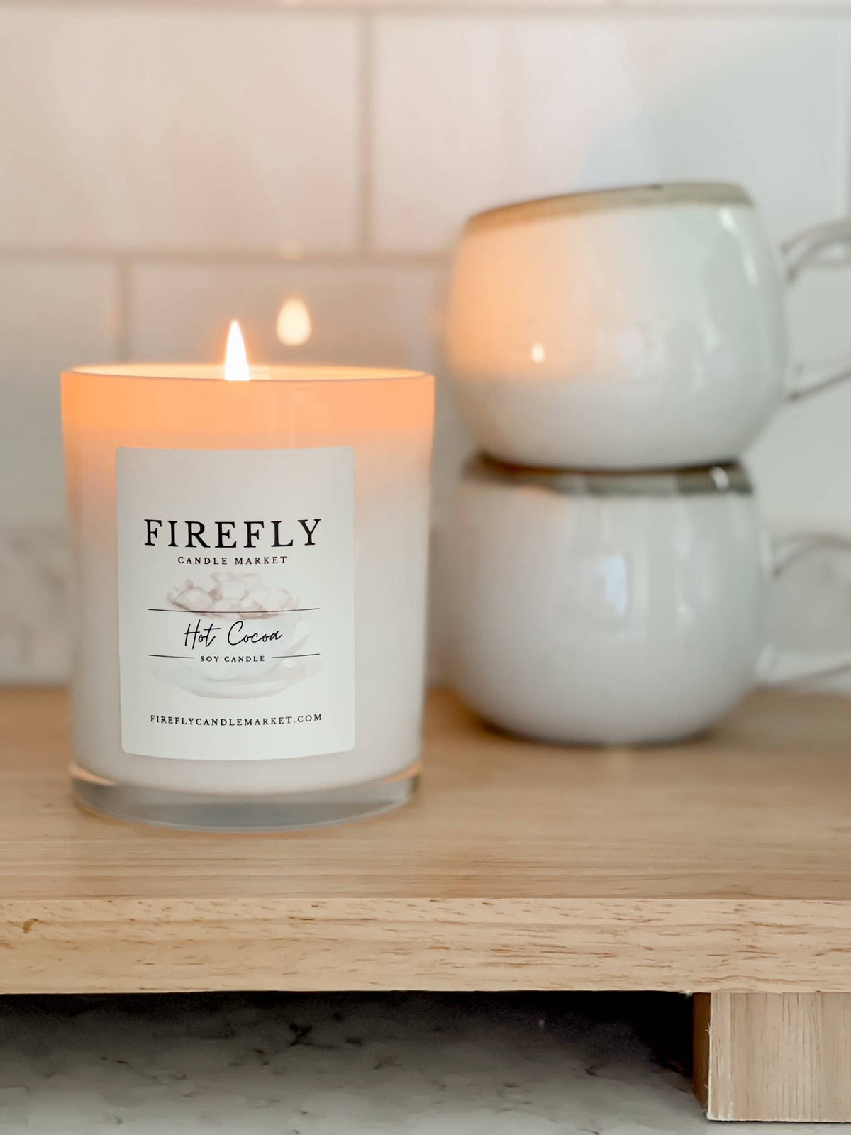 Firefly Candle Market - White Vessel Candle with Watercolor Label: Lava