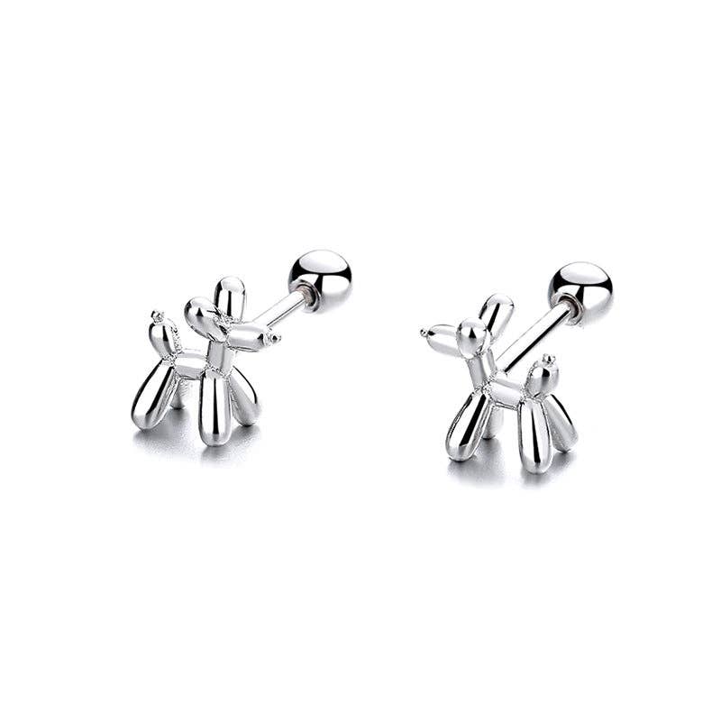 Balloon Dog Ball End Stud Earrings