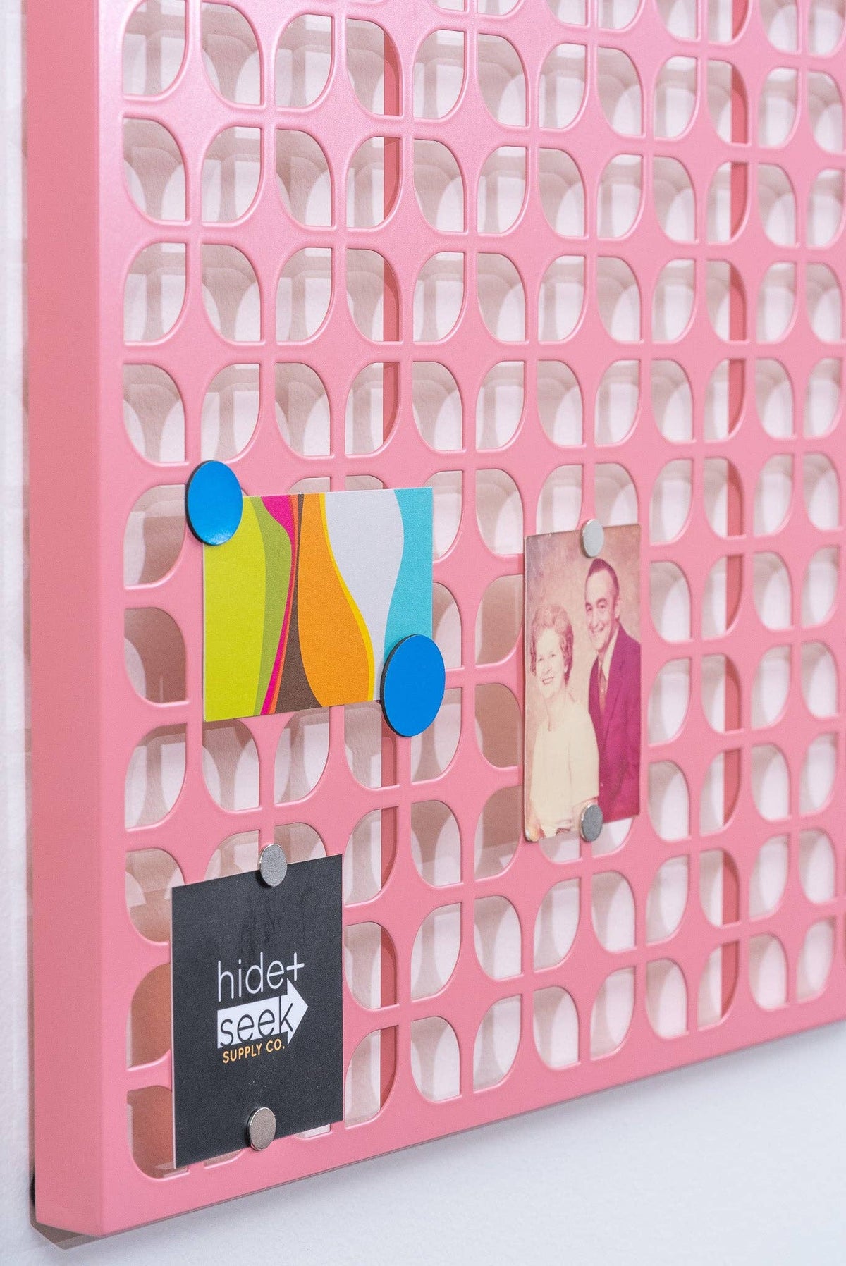 Breeze Block Metal Wall Art/Magnet Board 15.5" Square-Pink