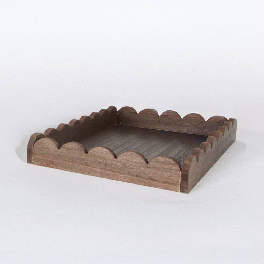 Scallop Trim Wooden Tray, Provincial