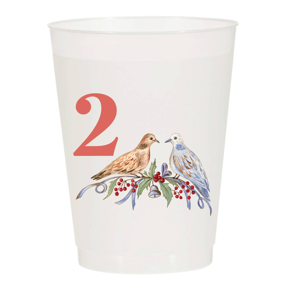 12 Days of Christmas Frosted Cups / Set of 12 Cups