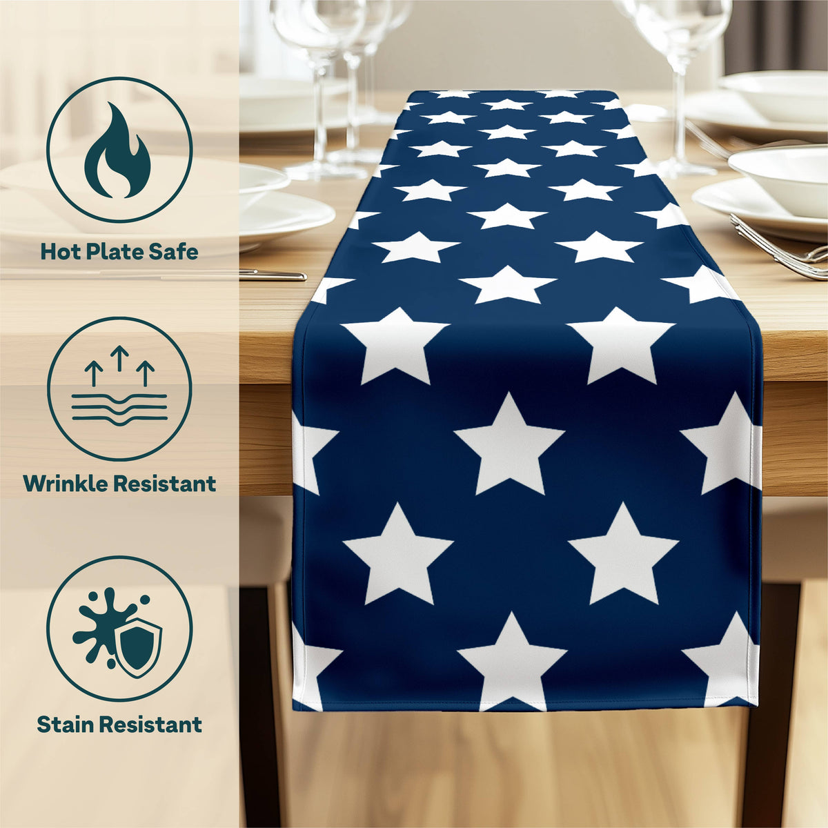 Freedom Stars Navy Table Runner