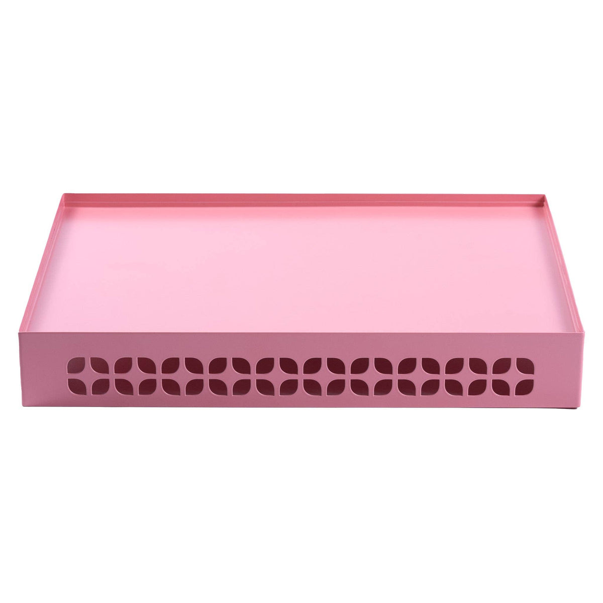 Breeze Block Metal Serving Tray + Stand Set-Pink