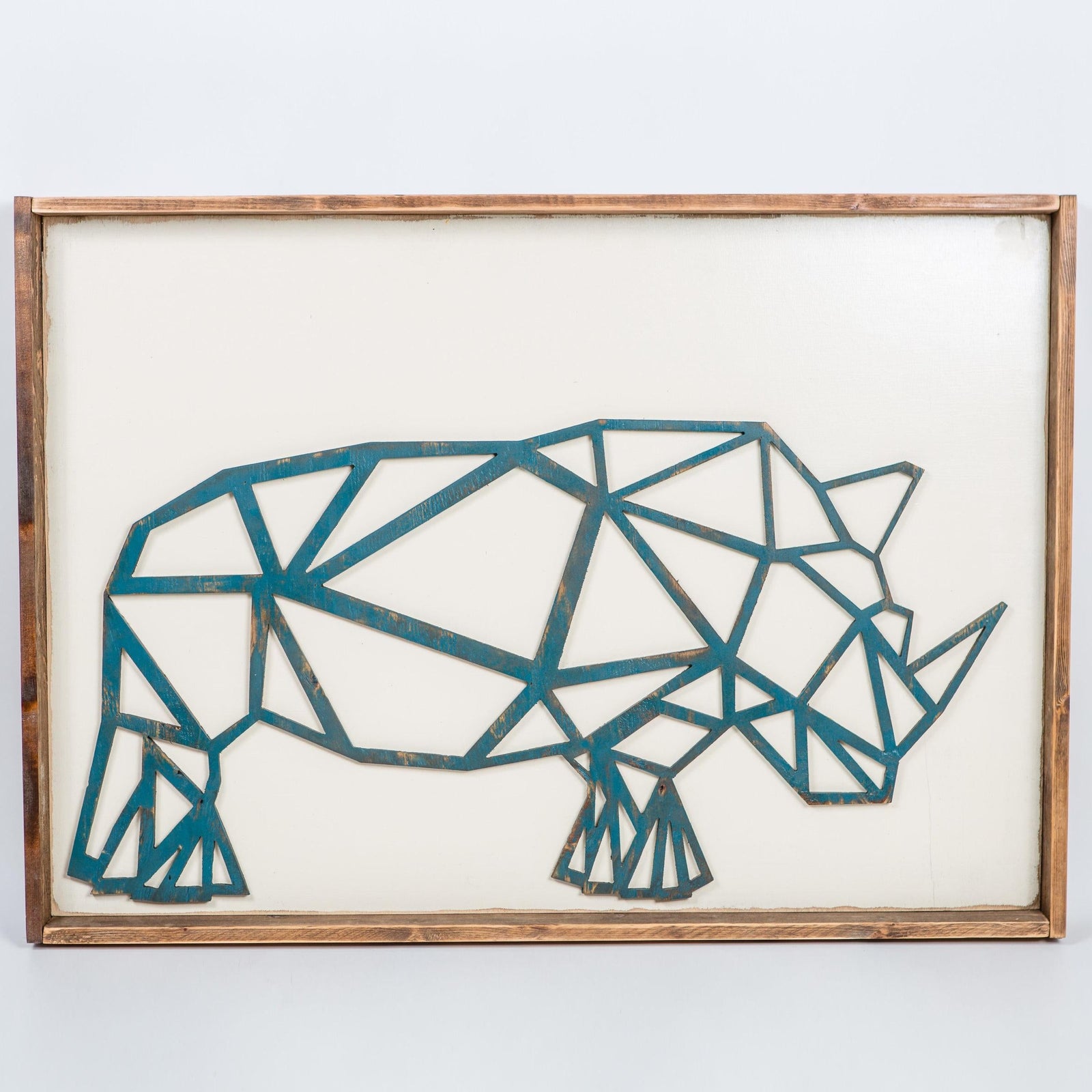 geometric rhino wooden wall art  grace graffiti