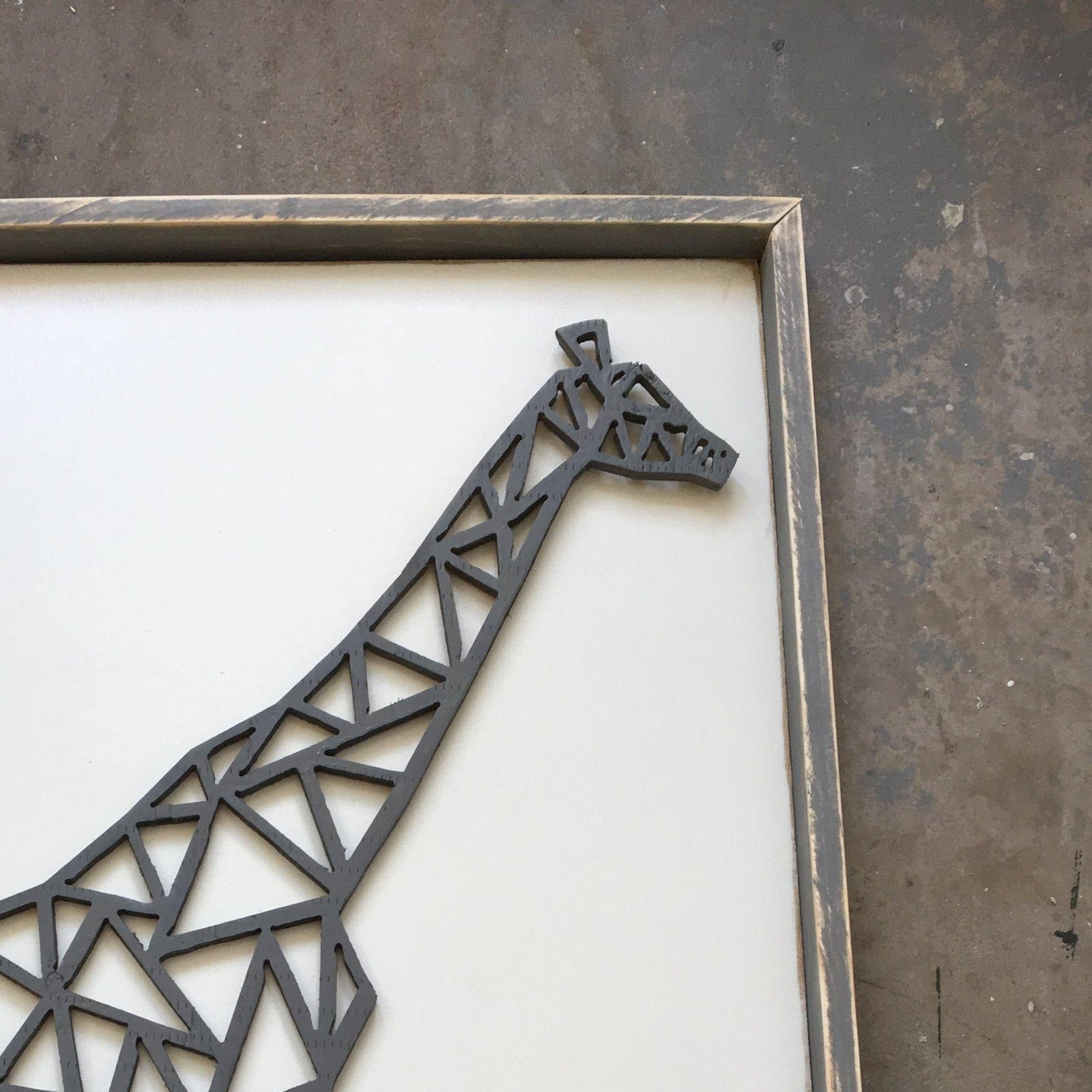 geometric giraffe wooden wall art grace graffiti