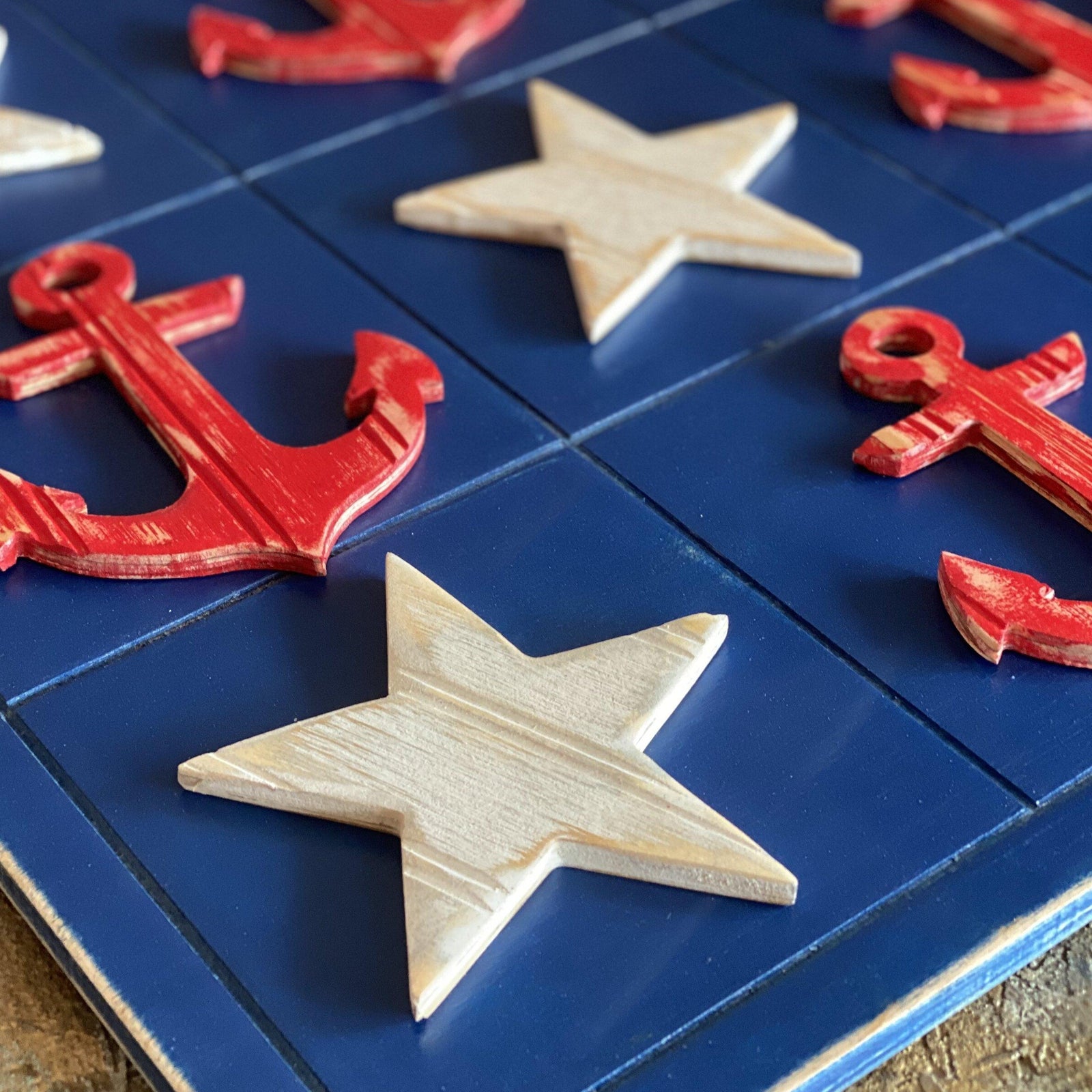 Tic-Tac-Toe Nautical Anchors and Stars grace graffiti