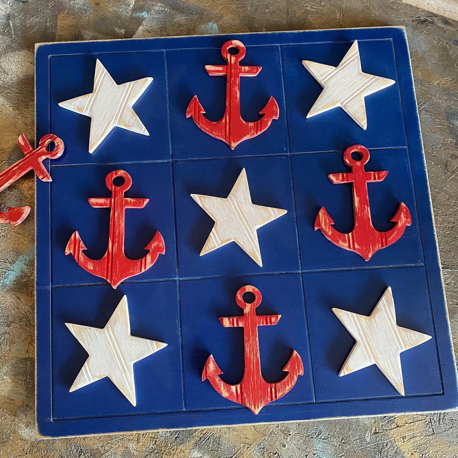 Tic-Tac-Toe Nautical Anchors and Stars grace graffiti