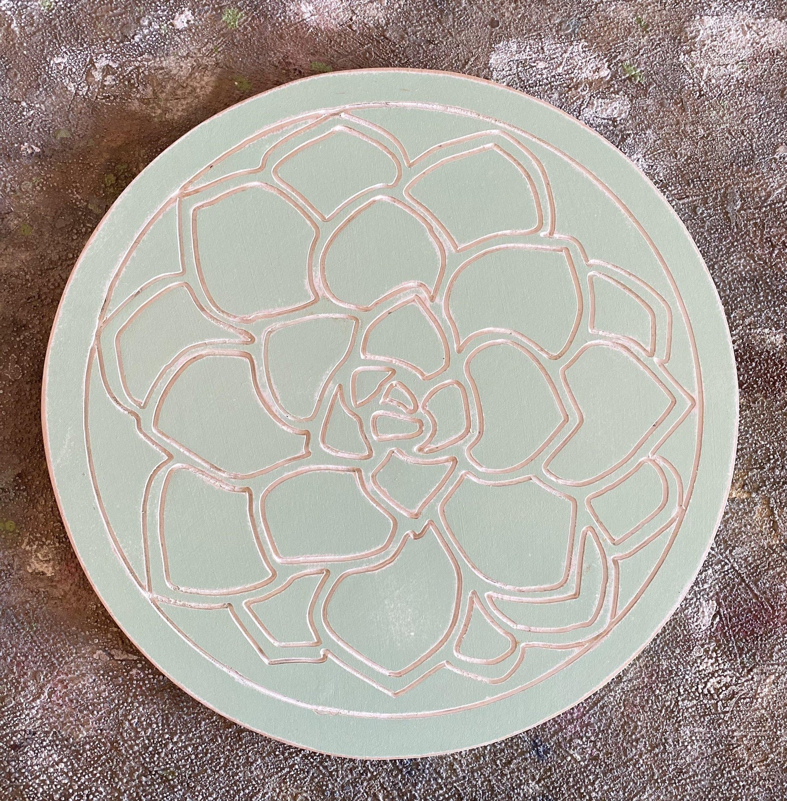 engraved succulent wooden lazy susan grace graffiti