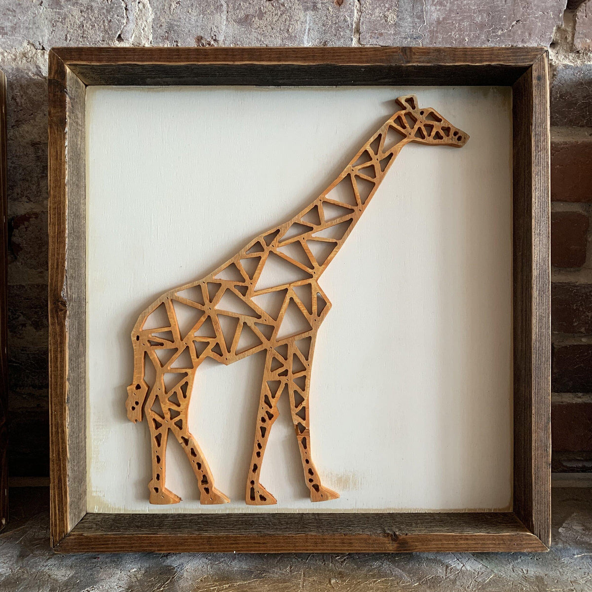 Framed Geometric Giraffe Wall Art, Square