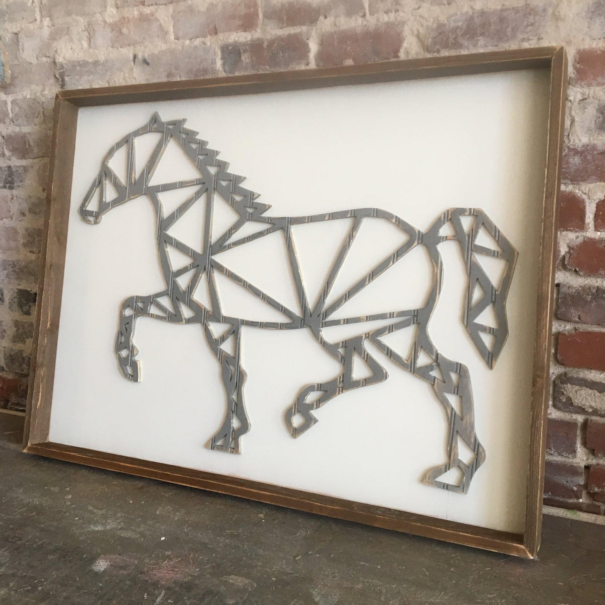 wooden geometric horse grace graffiti
