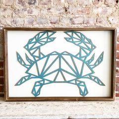 geometric crab wooden wall art grace graffiti