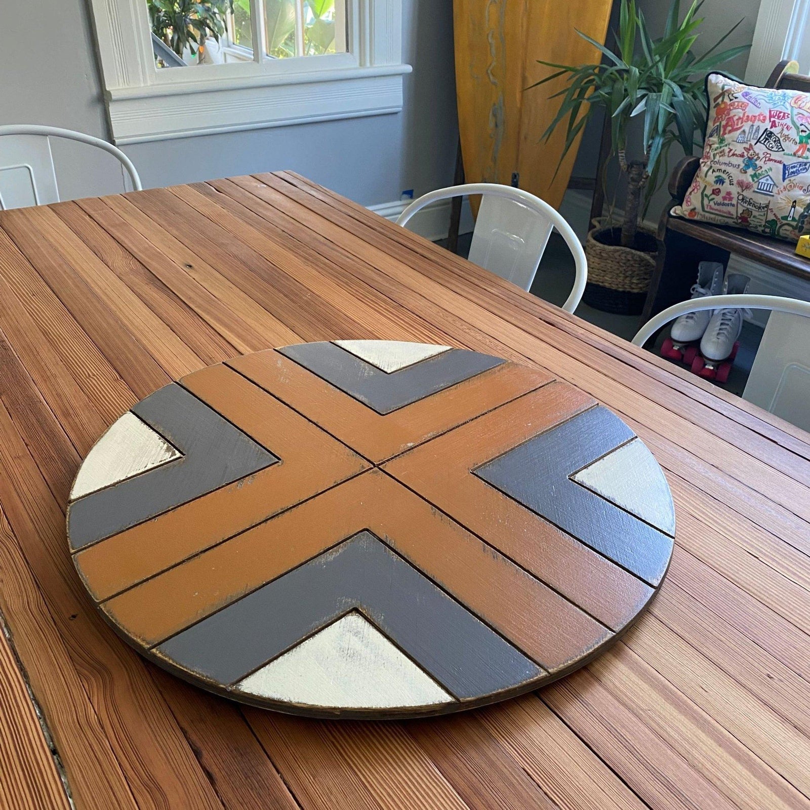 engraved lazy susan wooden grace graffiti