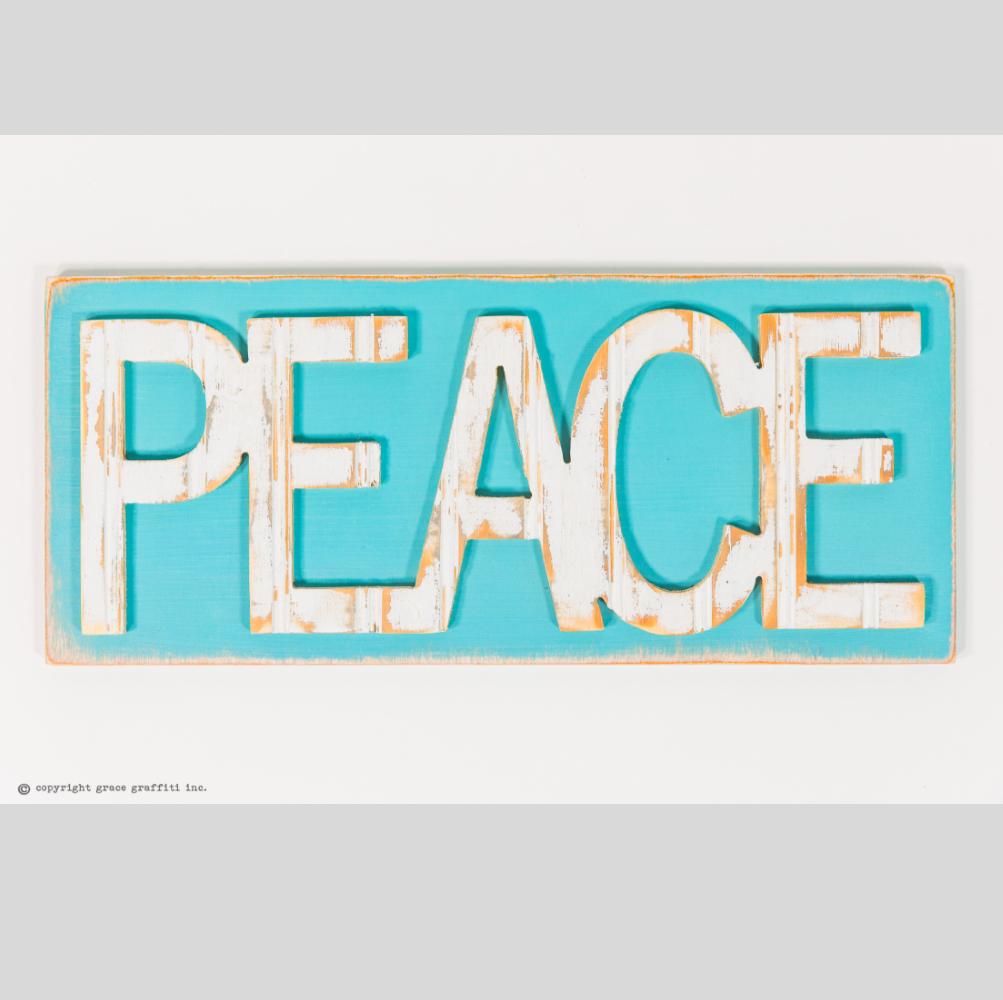 wooden sign peace  grace graffiti